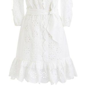 NWOT J Crew Scalloped Tie Waist Eyelet Dress